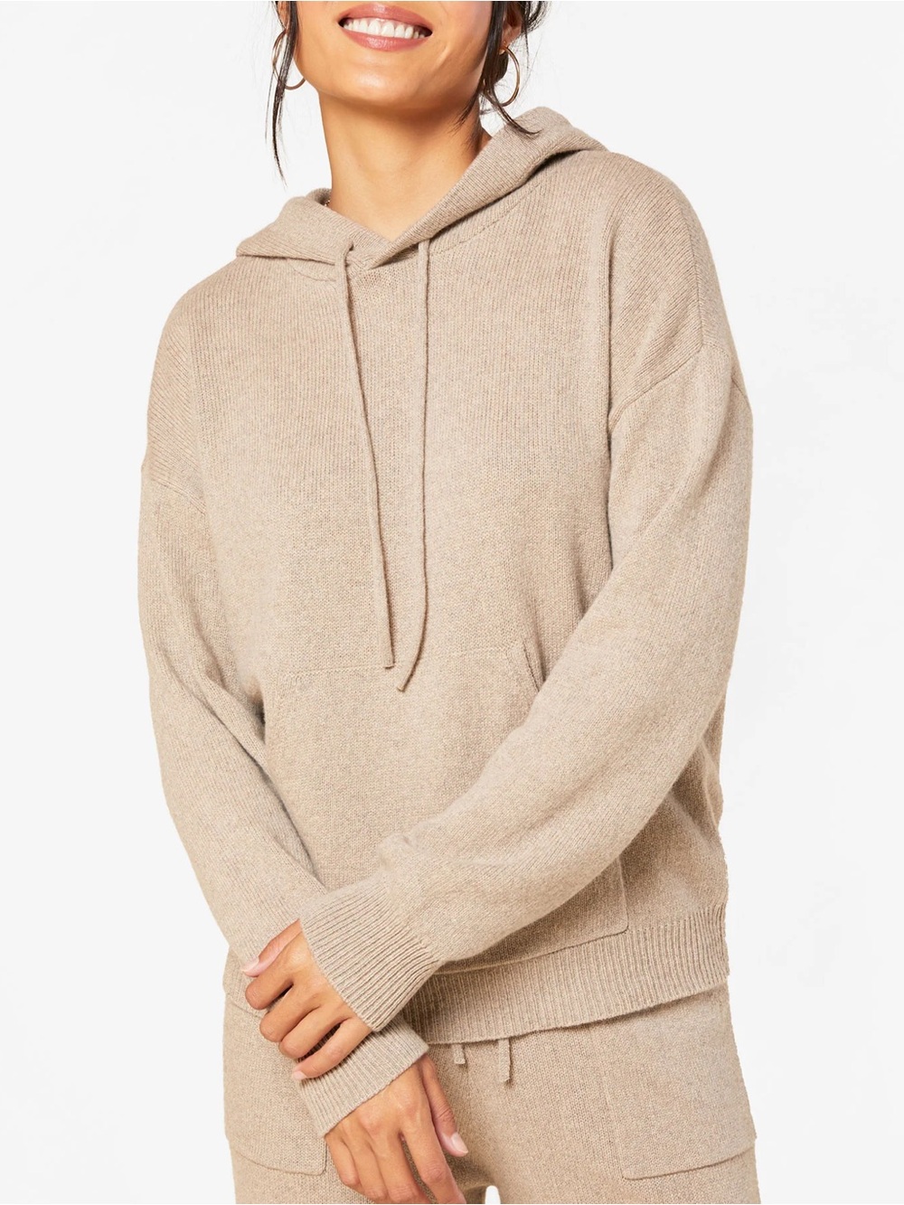 Outerknown Recycled Cashmere Beige Hoodie Sweater